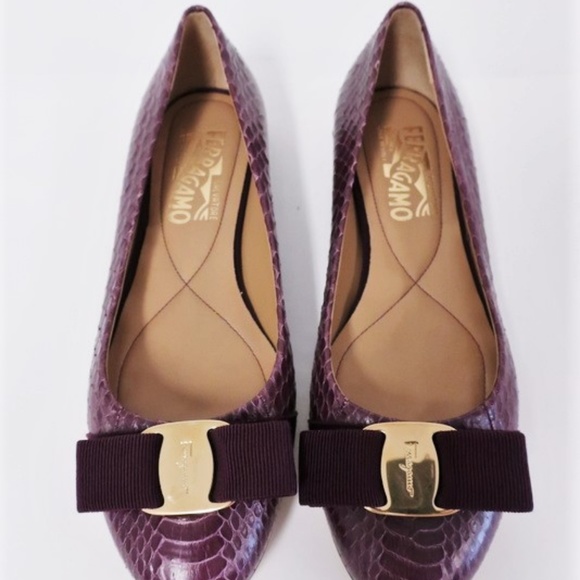 Salvatore Ferragamo Varina Bow Ballet Flat Snake - Picture 3 of 8
